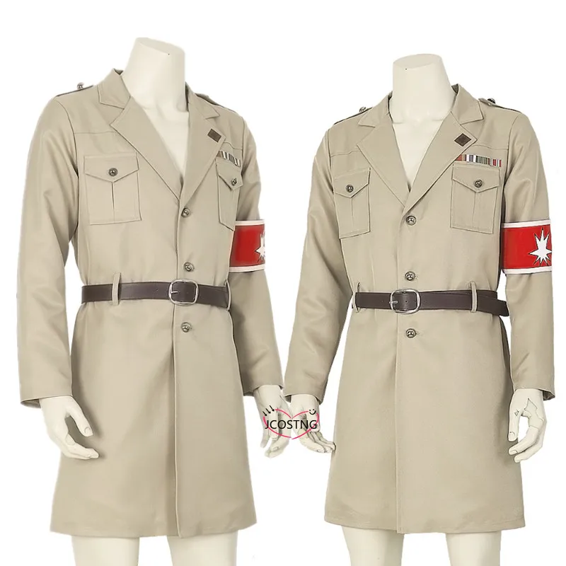 

Attack on Titan Shingeki No Kyojin Cospaly Costume Eren Coat Belt Armband Marley Military Officer Scout Regiment Levi Men Women
