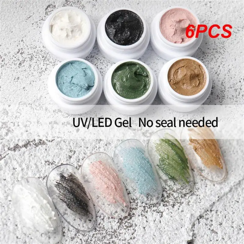 

6 шт. новый гель-крем для ногтей, гель-паста для рисования 3D, текстура песка, масло, гравий, песок, скульптурный лак, тиснение, гель для дизайна ногтей TSLM1