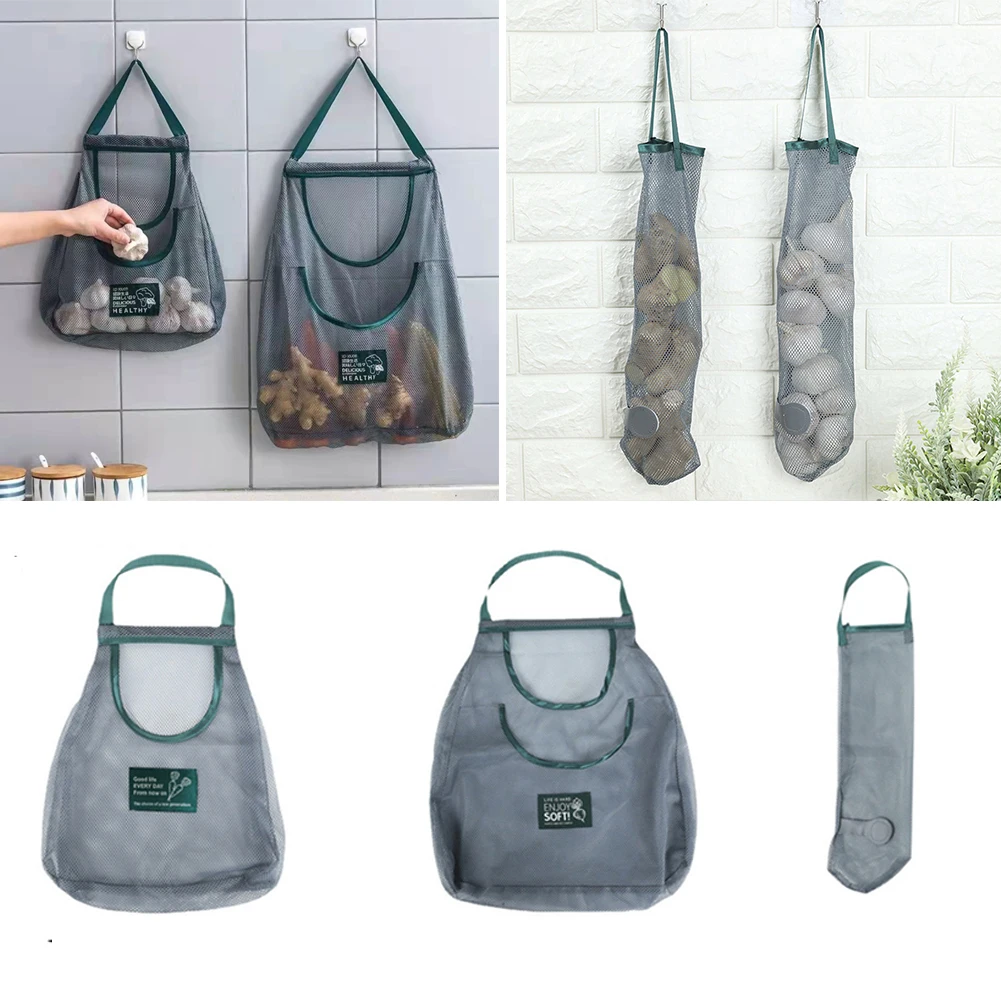

Portable Reusable Grocery Bags Washable Mesh Bag Fruit Vegetable Shopping Mesh String Hanging Bags Kitchen Organizer Handbag