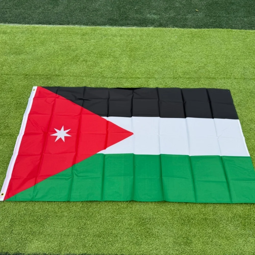 Фото Флаг Jordan Flag 150x90 см (3x5 футов), черно-бело-зелено-красный, с треугольными звездами, полиэстер, двойная строчка, для улицы и дома №2
