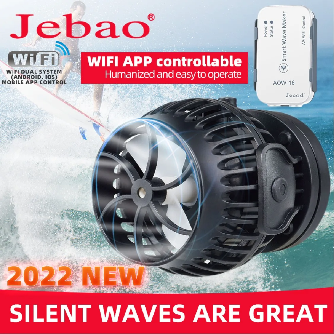 Pаспродажа Jebao 2022 Новая серия AOW волновой насос аквариумный Водяной насос фильтр 12 В 24 в 6 Вт 12 Вт 23 Вт 35 Вт аквариумный сверхтихий насос