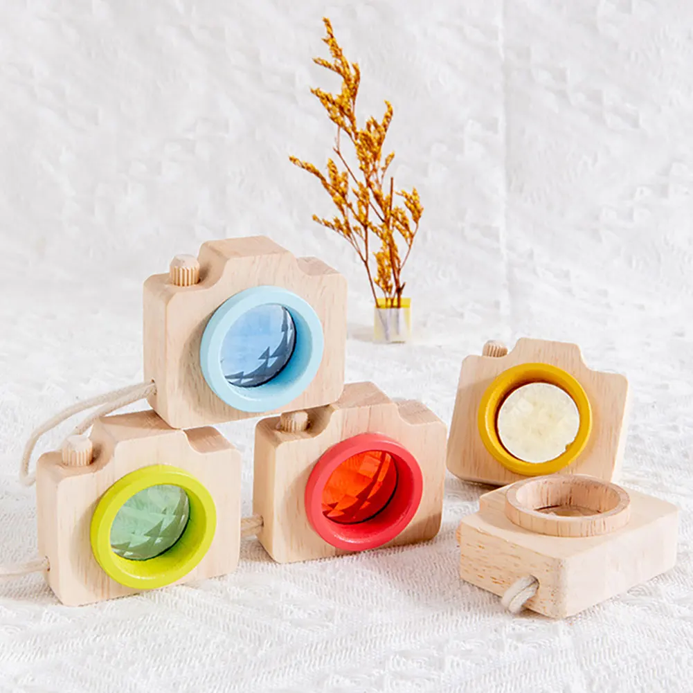 

Wooden Camera Kaleidoscope Photography Toys Portable Montessori Multi-Prisms Kaleidoscope Toy Non-Toxic for Children Party Gifts