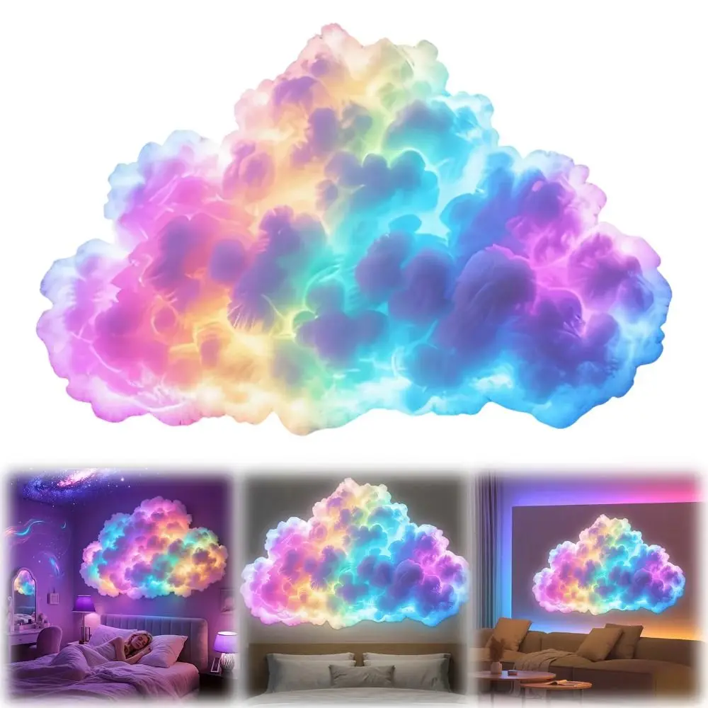 Фото Регулируемая светодиодная лампа-облако Thundercloud, многоцветная, с USB-питанием, динамическая подсветка, с пультом ДУ, Cotton Cloud №4