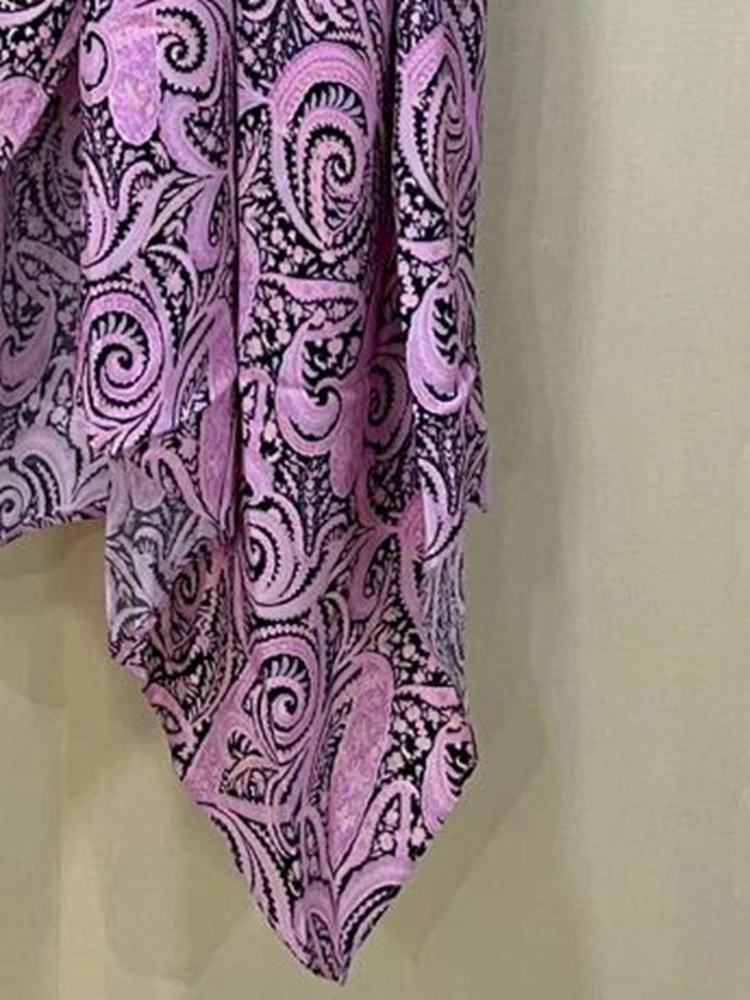 

2022 Spring and Summer New Retro Cashew Flroal Print Side Slit Irregular Skirt Women Midi Skirt