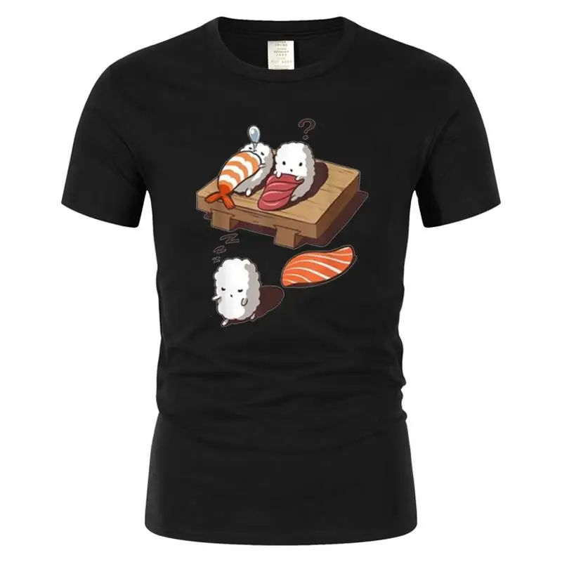 

Summer O-Neck Loose T-Shirt, Funny Sleep Walking Sushi, Japanese Foodie Top T-shirts New Design Cotton Men Tops Shirts Custom