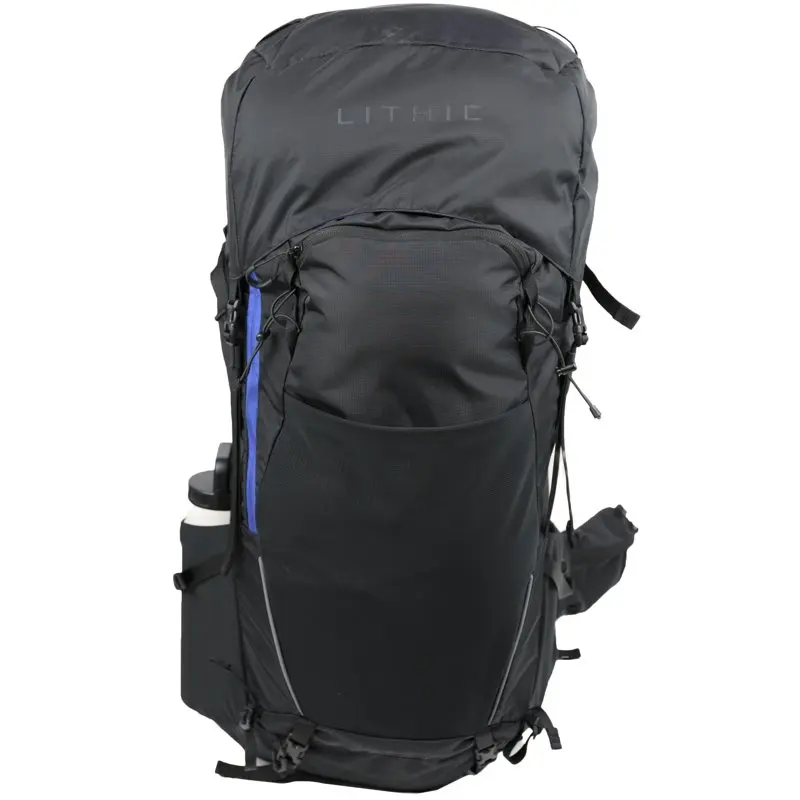LITHIC 50 Liter Backpacking Backpack, with Reflective Accents, Black