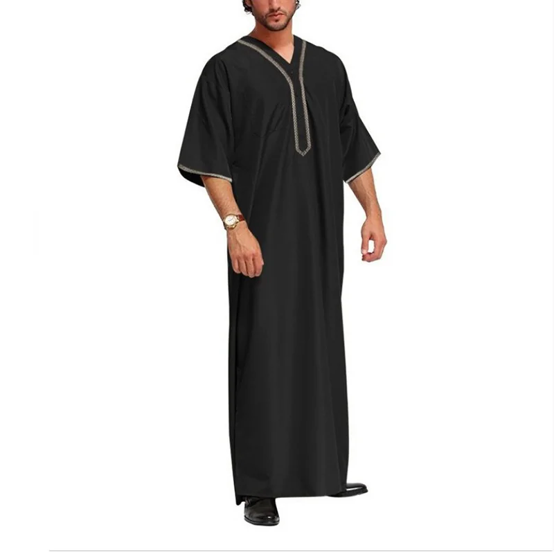 2022 New Muslim Middle East Arab Dubai Malaysia Men's Loose Robe Button Shirt De Moda Musulmana Islamic Clothing