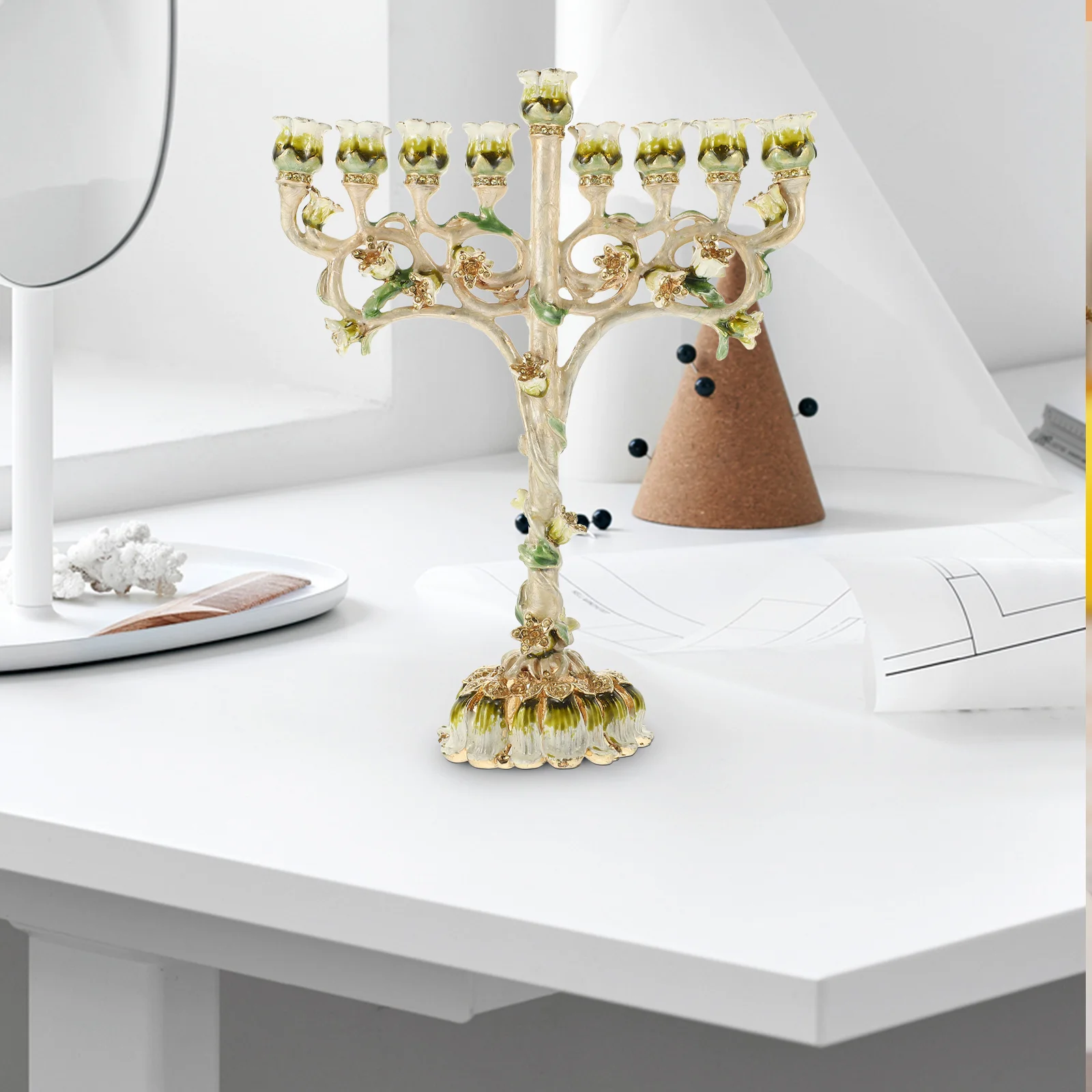 

Retro Holder 9 Branches Taper Holder Table Decorative Stand