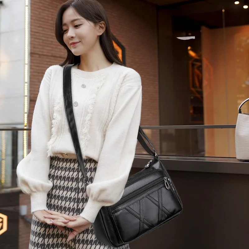 Leather High Capacity Shoulder Crossbody BagWomen's Patent PU Japan Style Jacket Shape Fashion Messenger Tote Shopping Handbags