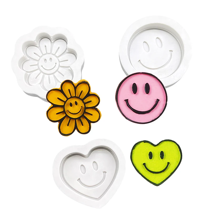 

Smiley Face Heart Silicone Mold Fondant Chocolate Mould Cake Decorating Tools DIY Clay Model Bakeware