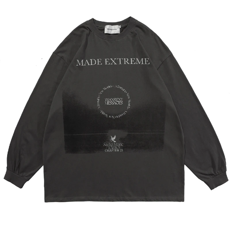 

Hip Hop Streetwear Oversize letter Man T Shirt Graphic Print T-Shirt 2022 Harajuku Cotton Loose Spring Long Sleeve Tshirt gray