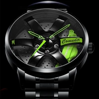 sport car hub design mens watches stainless steel band quartz wristwatch for male watch