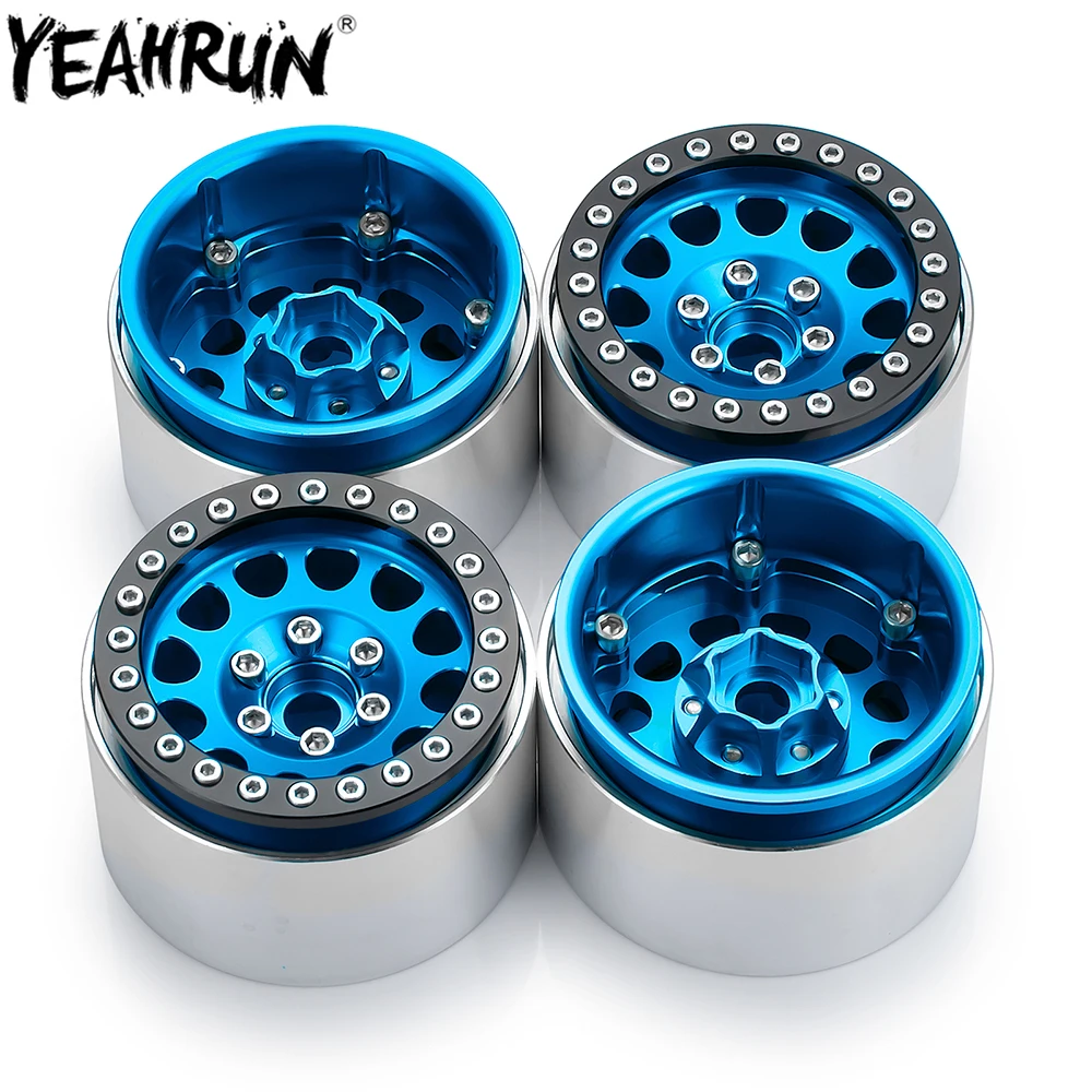 

YEAHRUN Blue Aluminum 1.9inch Beadlock Wheel Hub Rim 35mm For 1/10 Wraith 90048 Axial SCX10 90046 TRX4 D90 D110 RC Crawler Car