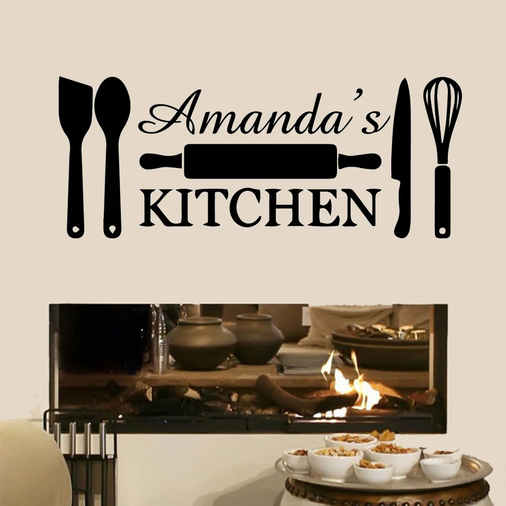 

Creative Custom Name Kitchen Vinyl Art Wall Stickers For Kitchen Home Decoration Wall Art Decal Sticker Mural Wallpaper Decor