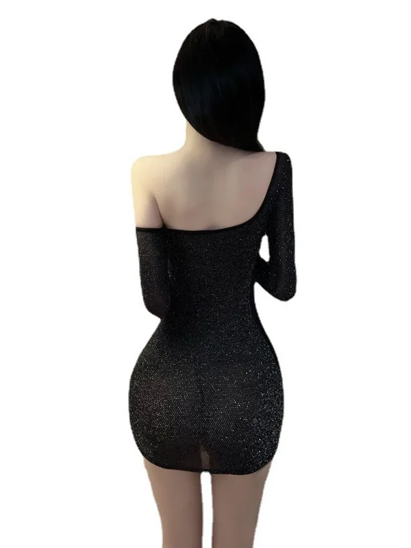 Пикантное нижнее белье эластичное блестящее шелковое платье из ткани с