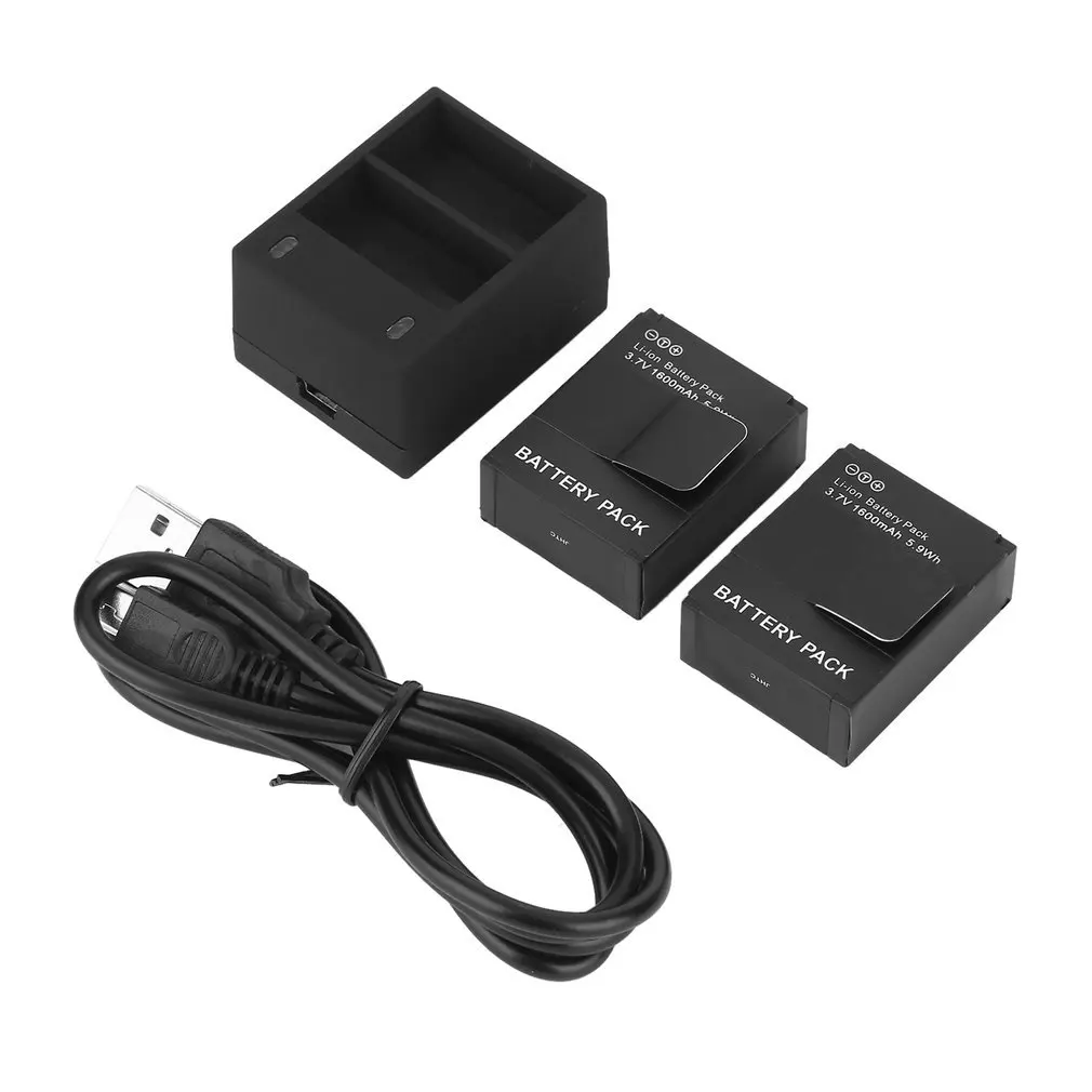 Фото Аккумулятор для камеры 2 шт. 3 7 в + двойное зарядное устройство USB с черным дорожным