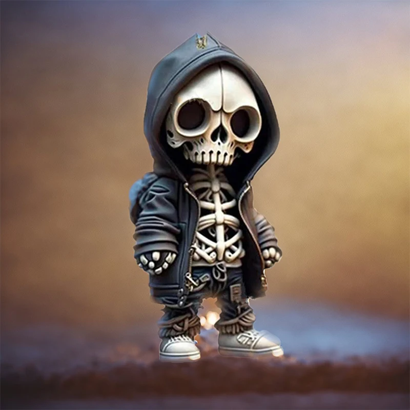 Хэллоуин Череп Статуя Из Смолы Крутой Скелет Автомобильный Дисплей Украшение