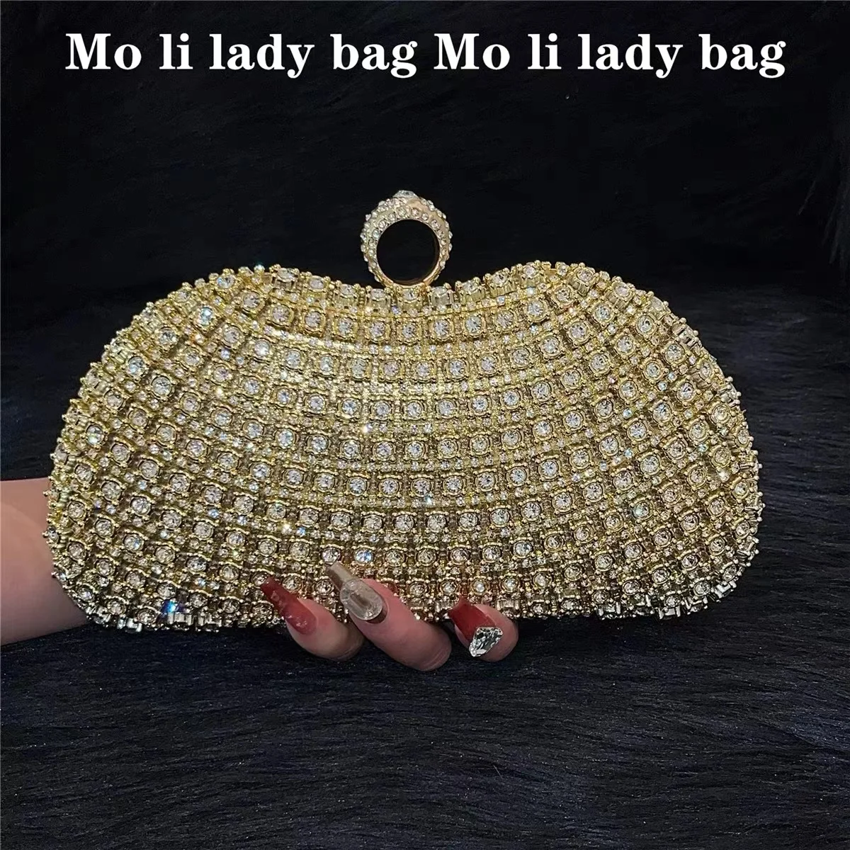 Квадратная женская сумка с кристаллами и блестящими бриллиантами Роскошная