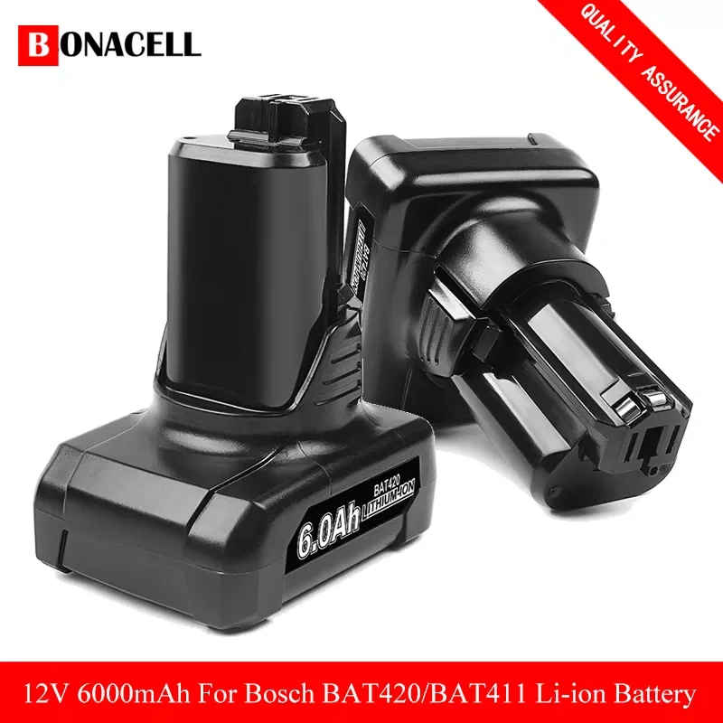 

NEW 12V 6.0Ah Li-ion BAT420 Replacement Battery for Bosch BAT411 BAT412 BAT413 BAT414 10.8-Volt Max Battery Cordless Power Tools