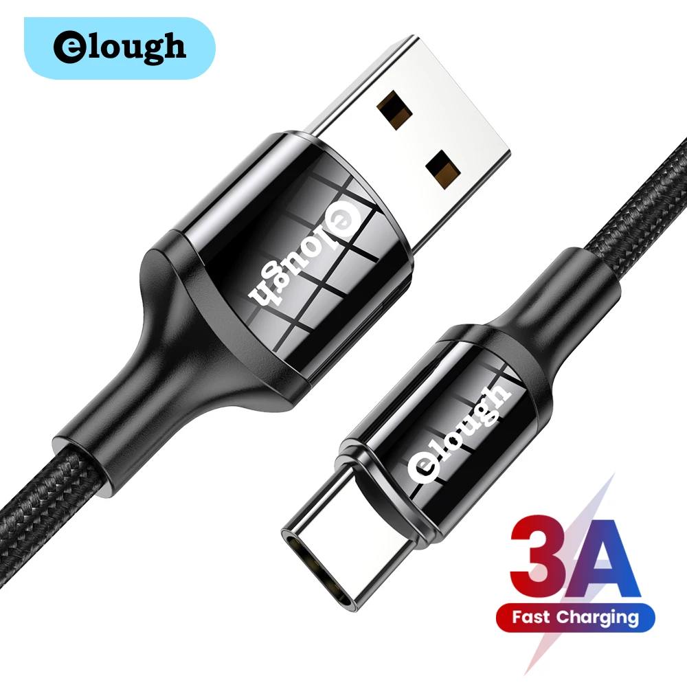 Elough-Cable USB tipo C de carga rápida QC3.0, Cable de datos para...