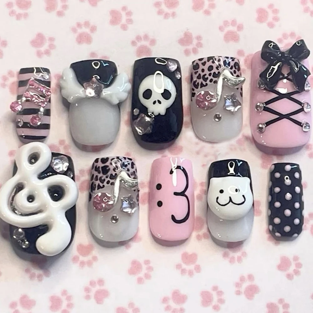 

MINISO 3D милые ногти в горошек сладкий розовый