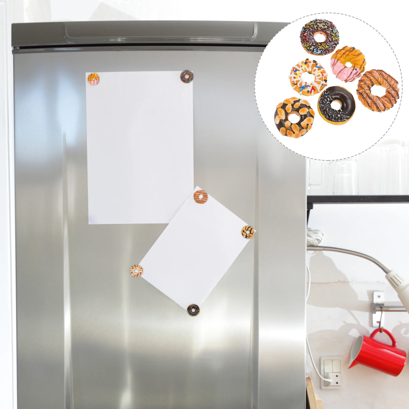 

6pcs Donuts Design Fridge Sticker Magnetic Stickers Cartoon Refrigerator Magnet
