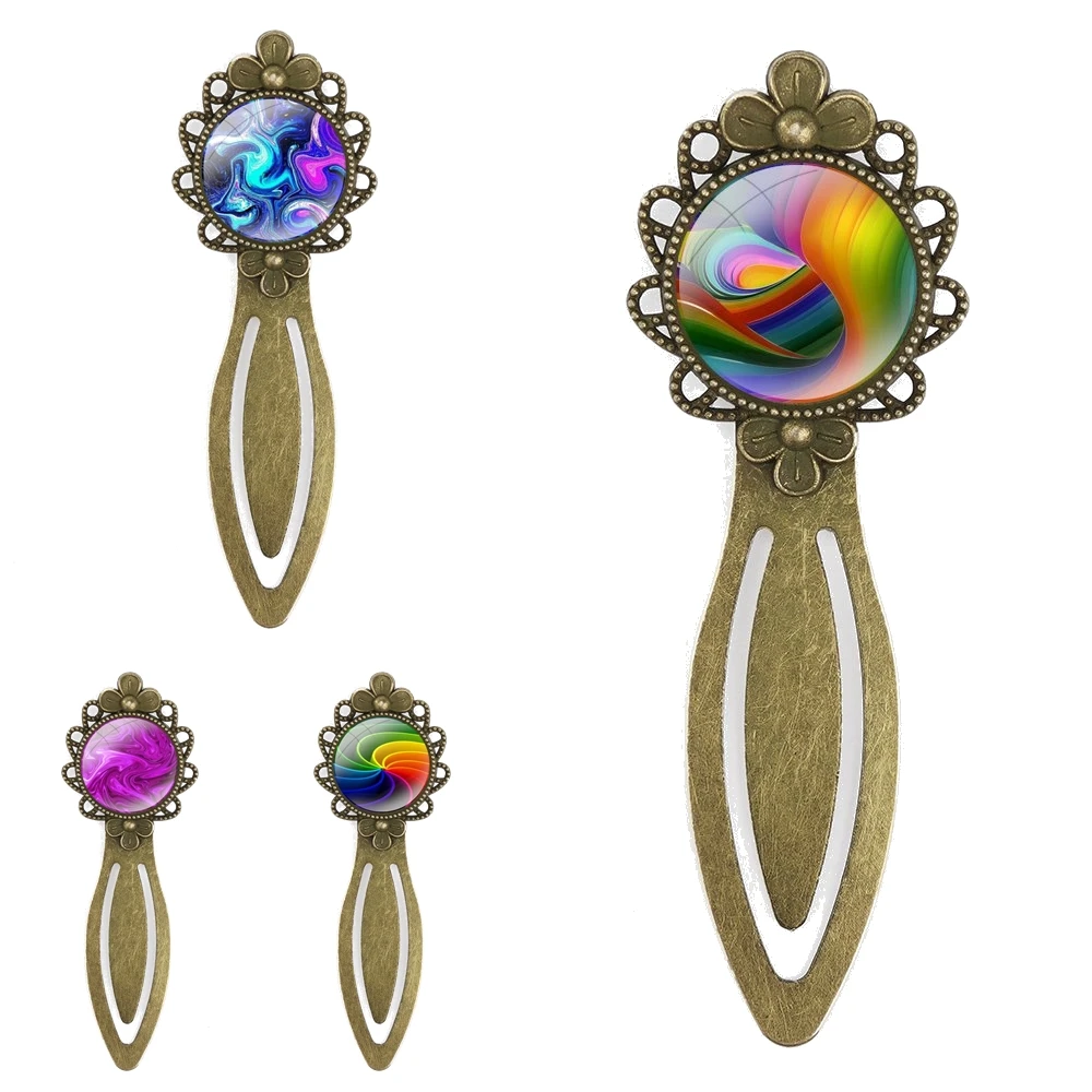 

Креативные металлические закладки, подарок для друзей, канцелярские принадлежности для школы и офиса, абстрактные радужные волнистые красители, художественные забавные дизайнерские украшения