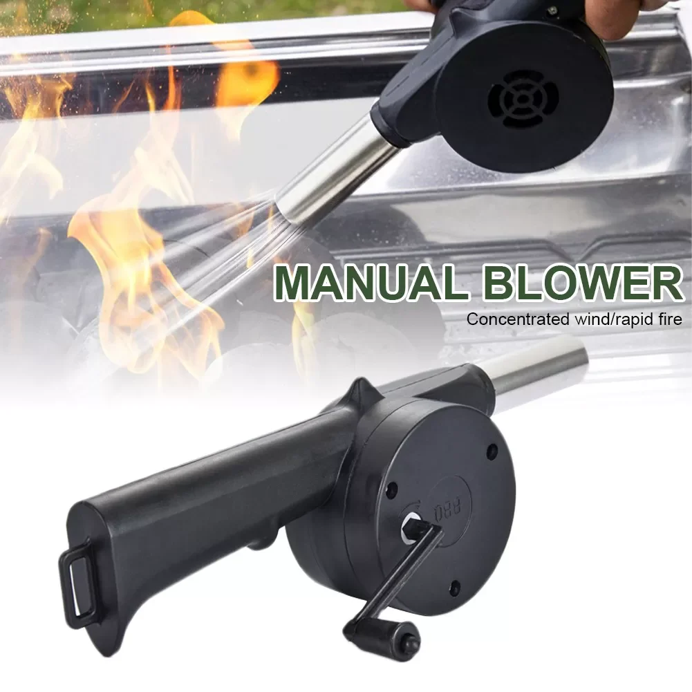 

Outdoor Barbecue Fan Hand-cranked Air Blower Portable BBQ Grill Fire Bellows Tools Picnic Hand Crank Tool Camping Accessories