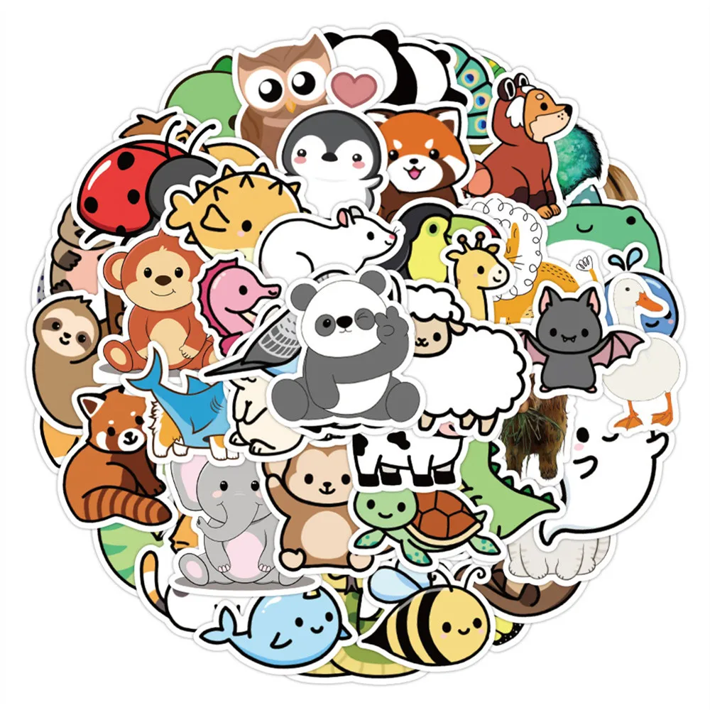 

10/30/50PCS Kids Cute Cartoon Animal Graffiti Stickers For Toys Luggage Laptop iPad Skateboard Notebook PVC Stickers Wholesale