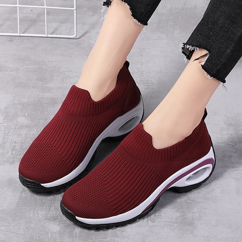 New Ladies Platform Shoes Comfortable Flying Woven Breathable Casual Women's Shoes Spring and Summer Running Shoes Sneakers