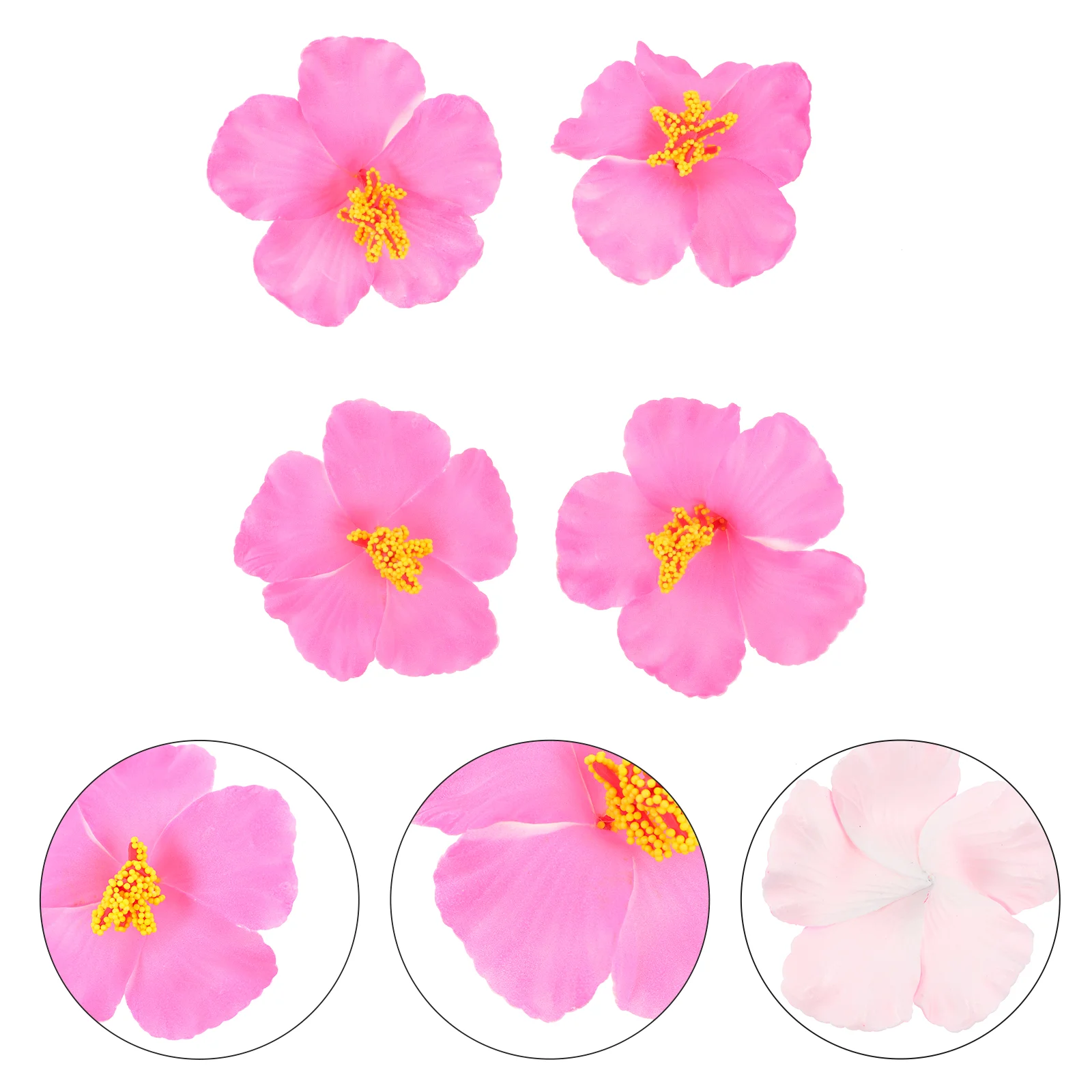 

Hibiscus Flowers Artificial Flowerdecoration Fake Head Faux Hawaiian Tropicaltabletop Petal Bouquet Decor Stem Without Heads