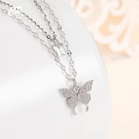 korea temperament butterfly pendant necklace for women cute sweet female simple clavicle chains accessories jewlery