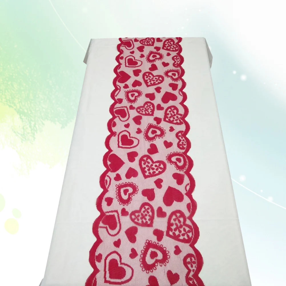 

Macrame Table Runner Hollow Tablecloth Heart Shape Party Tablecloth Decoration Wedding Table Decor Accessory Table Flag