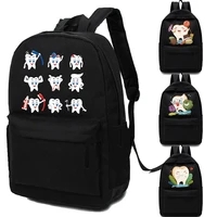 travel backpacks men canvas large capacity portable fashion zipper backpack girls and boys school bags teeth print shoulder bag