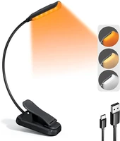 d2 desk lamp amber book light lightweight rechargeable 9led reading in bed clip on eye care warm reading light up 3 modes kids