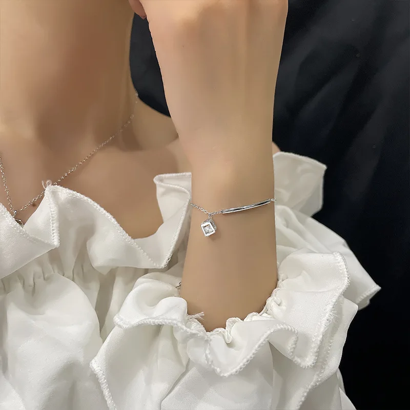 

VENTFILLE 925 Stamp Silver Color Bracelet for Women Girl Gift Crystal Rubik's Cube Jewelry Dropshipping Wholesale