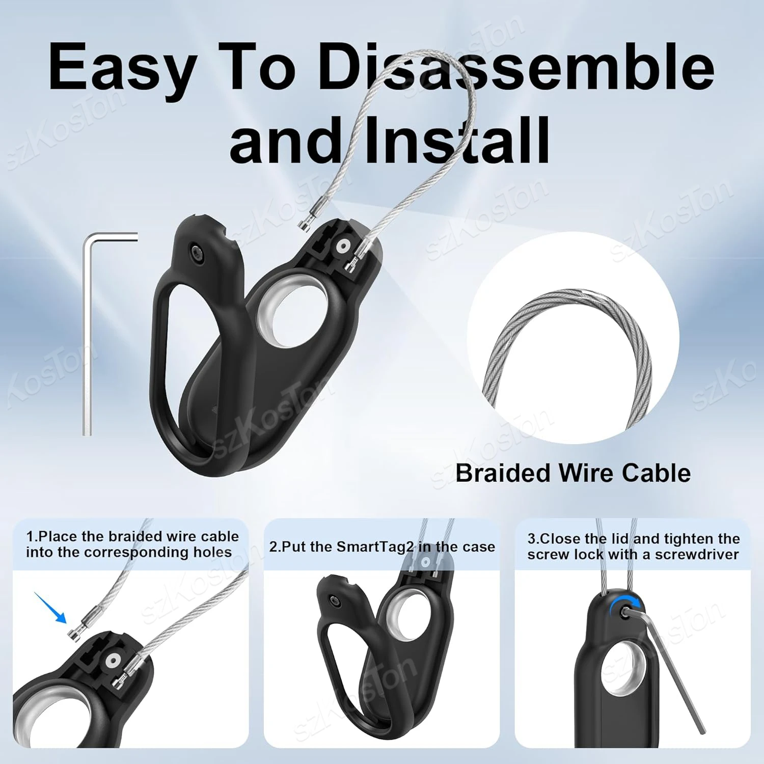 Чехол с безопасным замком для Samsung Galaxy SmartTag2 прочным проводом чехол-держатель