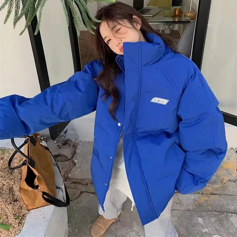 2022 Winter Down Cotton Coat Women Solid Loose Padded Jacket Puffer Parkas Casual Female Black Zipper Thickening Warm Outwear