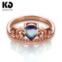 kogavin simple design rings wedding blue anillos mujer ring anillos crystal gift pink fashion party female crystal rings