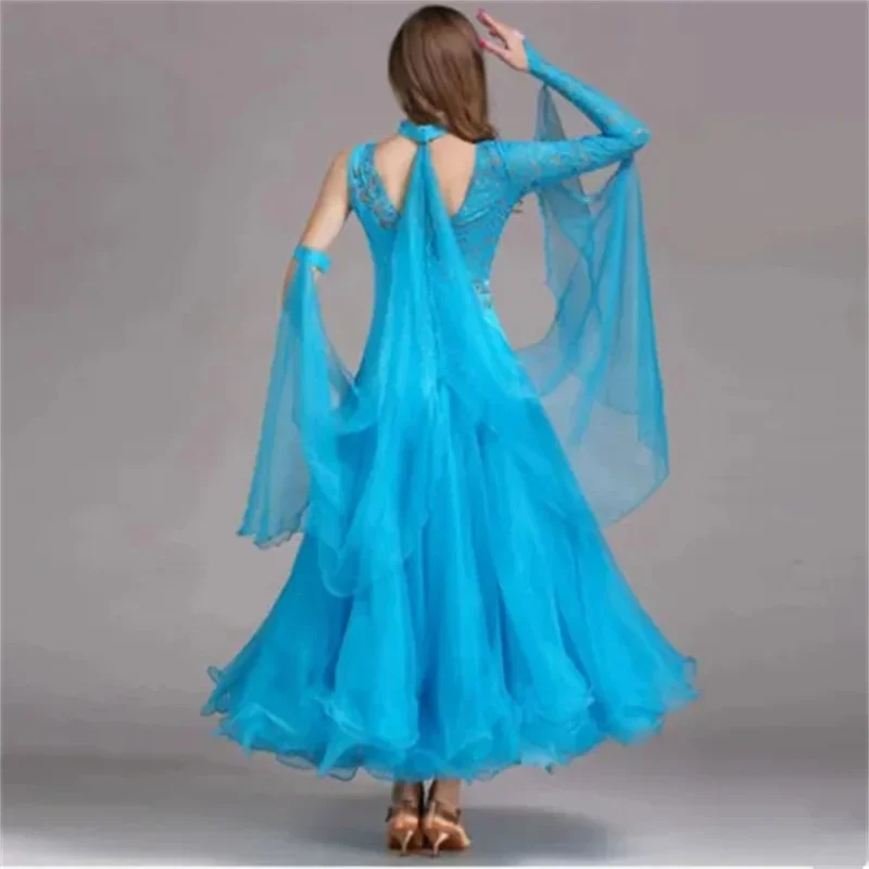 Королевское синее бальное платье для соревнований современный вальс