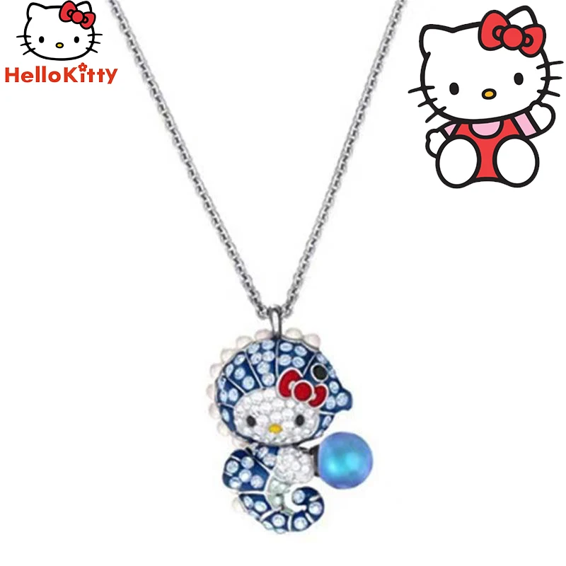 

Kawaii Hello Kittys Alloy Necklace Sanrios Anime Fresh Exquisite Workmanship Adjustable Jewelry Clavicle Chain Christmas Gift