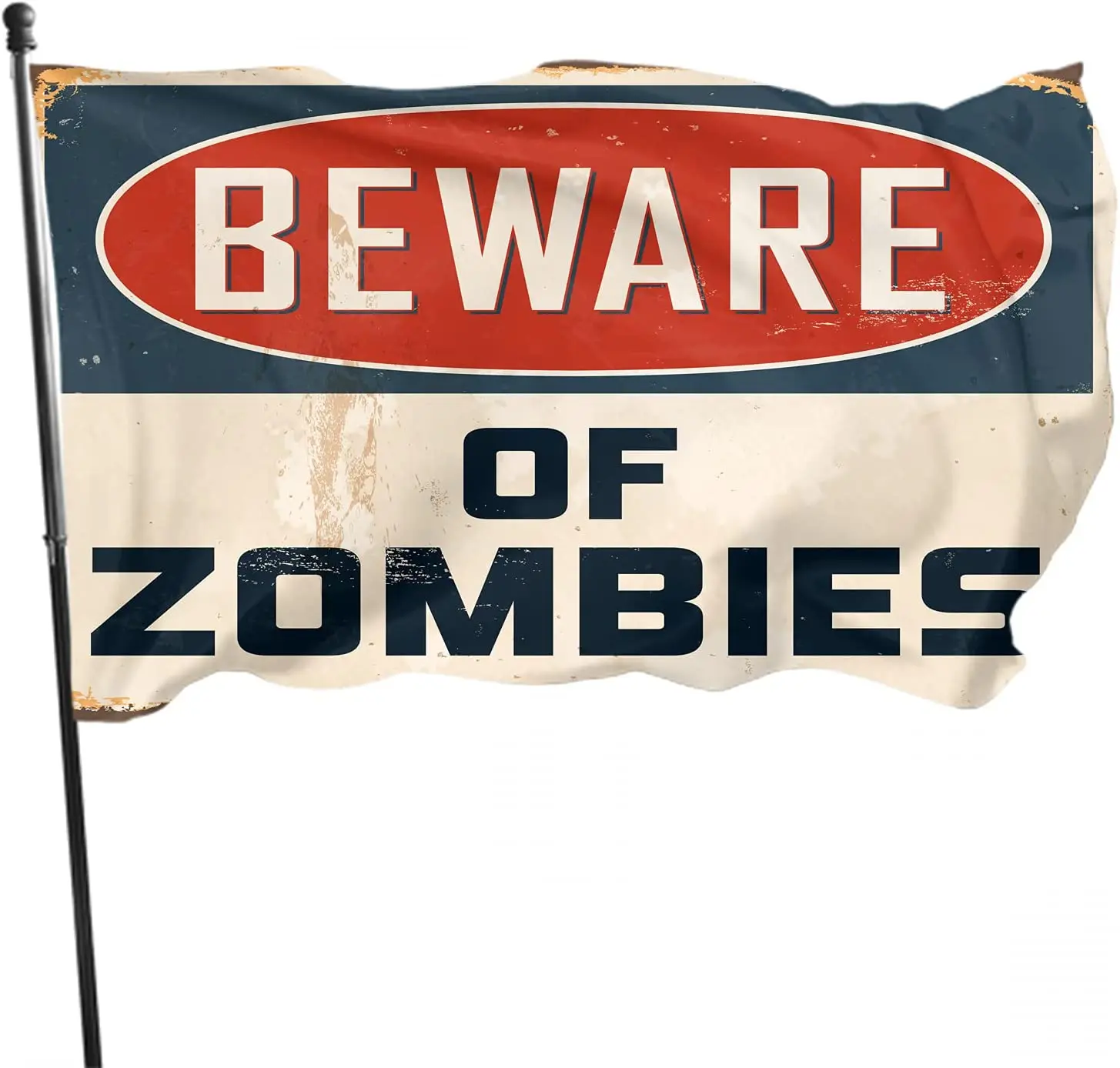 Funny  Flag Beware Zombies Retro Vintage Warning Joke Humor Horror Garden Flags House Flags Banner Decor for Courtyard Lawn