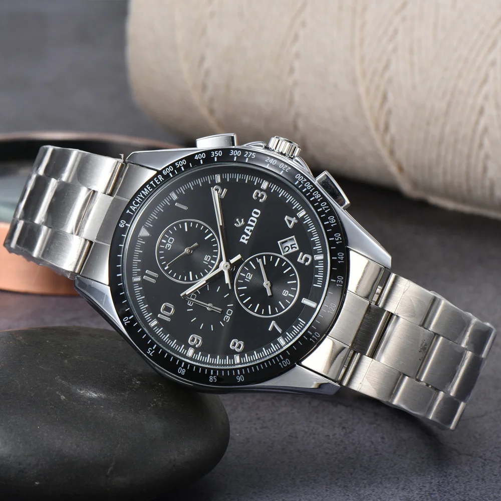 AAA Rado Original Brand Watches For Mens Luxury Multifunction Automatic Date Watch Business Full Steel Chronograph Hot Clocks