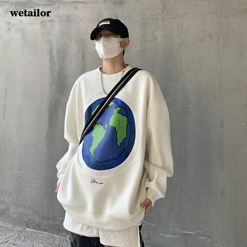 

Wetailor Hip Hop Joggers Sweatshirt Korean Fashion Punk Sport Coat Pullover Long Sleeve Hoodie jacket men Harajuku Cartoon Print