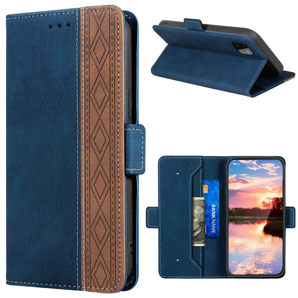 

Flip Splice Wallet Case for Samsung Galaxy A22 S 5G Leather RFID Blocking Cover for Galaxy A22s Case A 22 SM-A225 A226 Funda