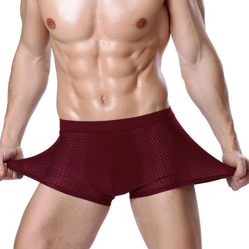 5PCS/Lot 8XL Mesh Hole Mens Underwear Boxers for Men Boxershorts Men Pantis homme Plus Size Panties Sexy Underpants breathable