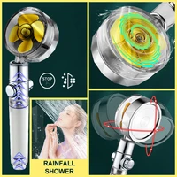 propeller shower head high pressure set 360 rotate with1 free water filter golden fan turbocharge pure rainfall helix eco shower