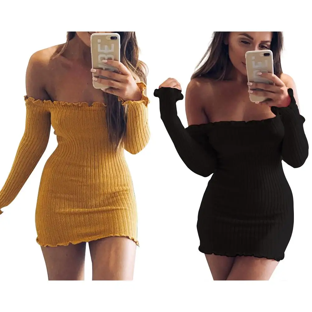 

Однотонное женское облегающее платье с длинным рукавом, полосатая сумка без бретелек с открытыми плечами, облегающее плотное вязаное и тща...