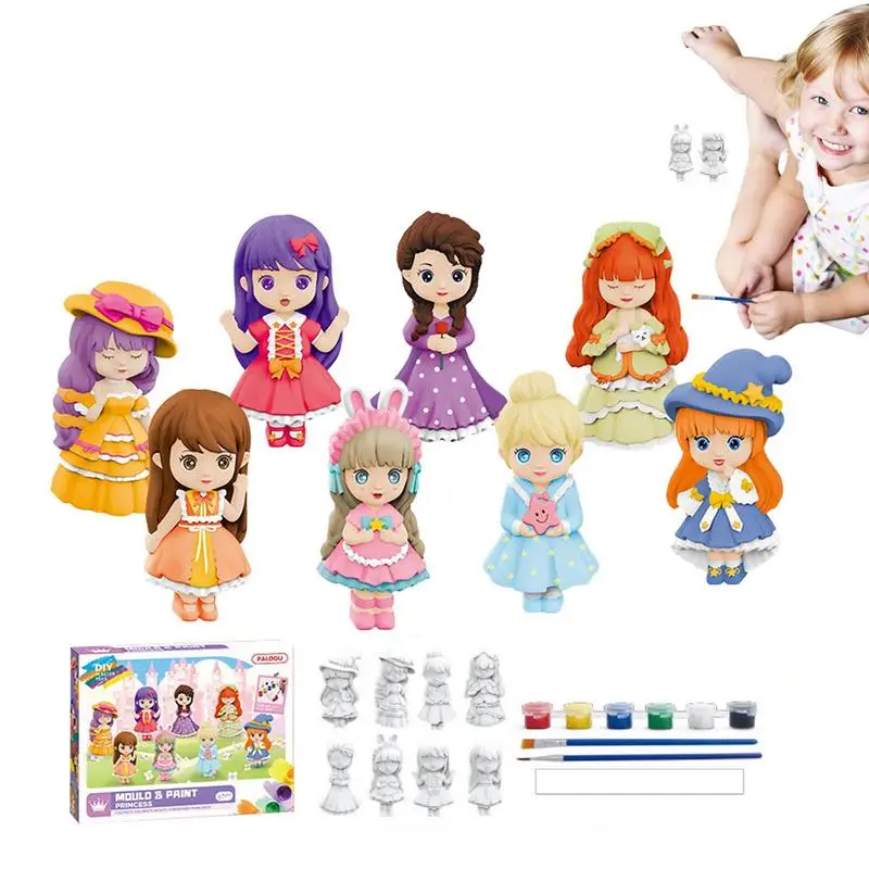 

DIY Painting Figurines 8Pcs Cute Paintable Craft Making Toy Kit Plaster Toys For Kids Party Supplies For Children's Day Holiday