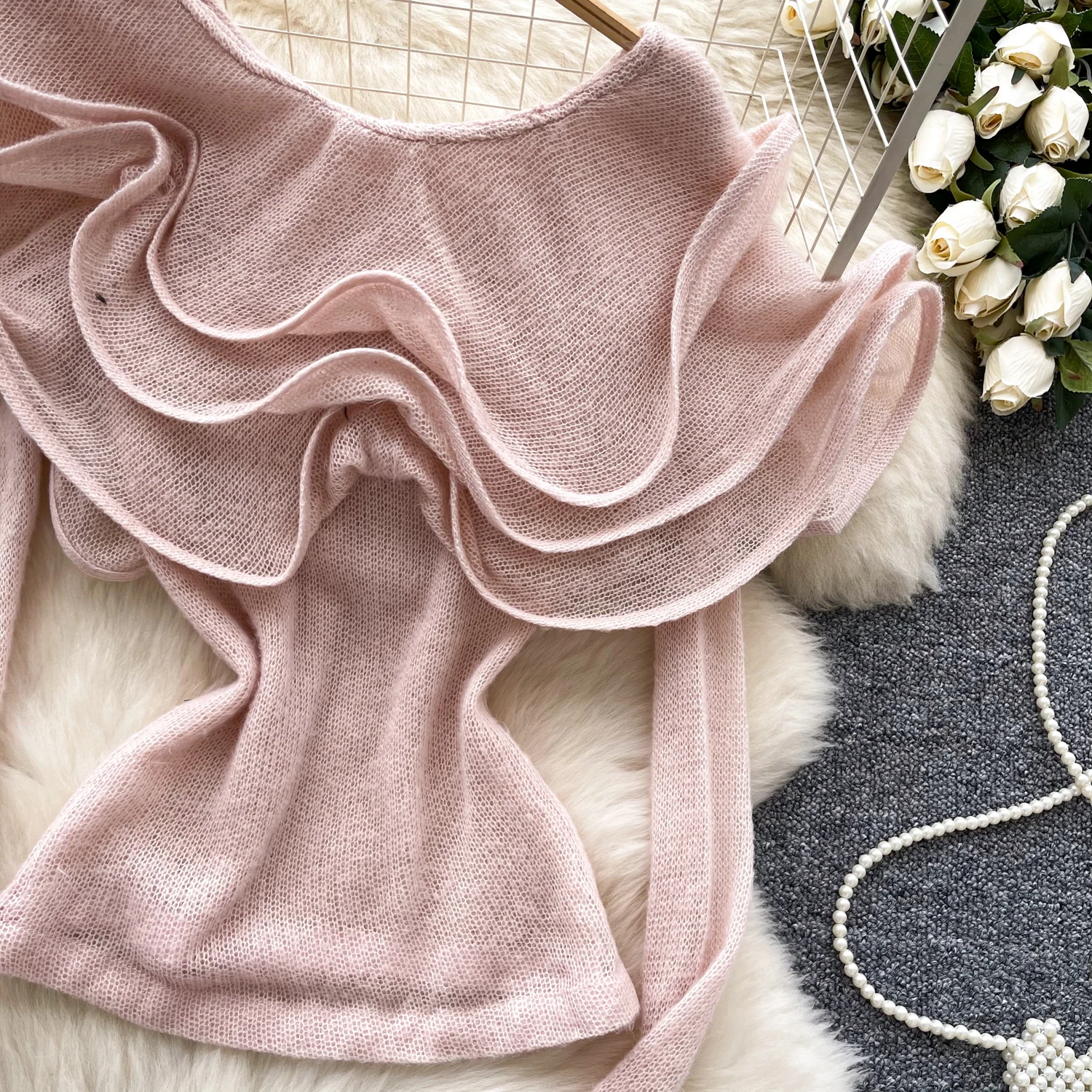 Hotsweet диагональный воротник с открытыми плечами элегантный шикарный вязаный